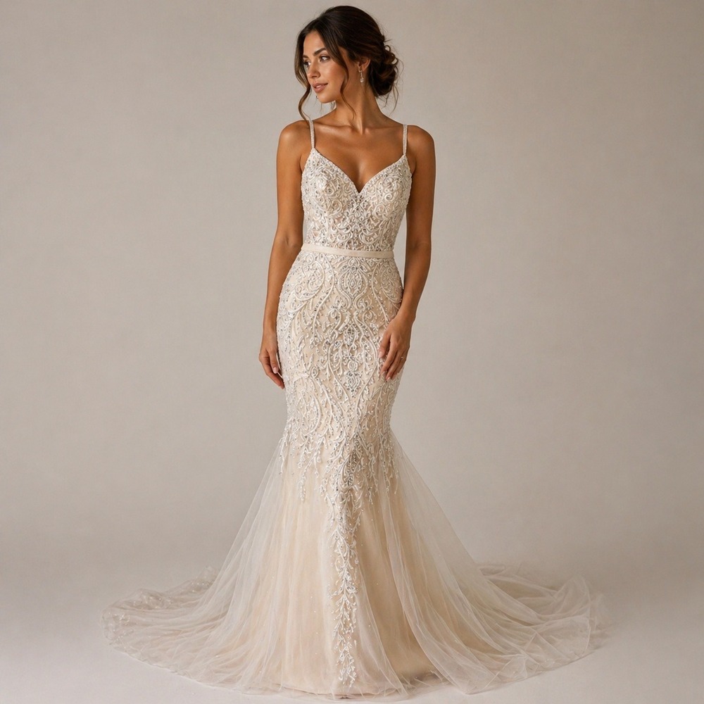 Camille La Vie Ivory Lace Mermaid Wedding Dress